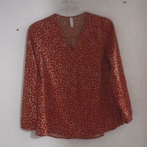 Pullover blouse, small, Jouico, brick red and white pattern